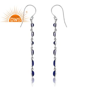 ต่างหูอัญมณีไพฑูรย์ชุบเงินแพลเลเดียม925ยอดนิยมแบบปรับแต่งได้ - Product Image 4