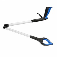 Outil de préhension télescopique en aluminium de qualité industrielle, 81 cm, poignée bleue, OEM/ODM, pour ramassage de déchets et assistance aux personnes handicapées