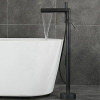 Ensemble de robinetterie de bain Azeta pour eau chaude et froide, mitigeur de douche et baignoire à poser au sol, en laiton, avec robinet cascade à poignée unique