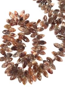 AAA Natural marrón fresa cuarzo facetado Marquesa forma Briolette cuentas 7x14mm tamaño 17 pulgadas hebra - Product Image 4