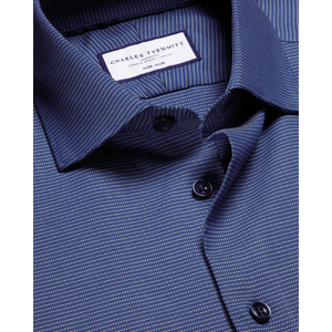 เสื้อเชิ้ตลำลองผ้าฝ้าย100% คอปกกึ่งคัทอเวย์สีฟ้าเนื้อผ้ายืดแบบไม่มีเหล็กมีสไตล์สวมใส่สบายสำหรับฤดูใบไม้ผลิบริการ OEM - Product Image 4