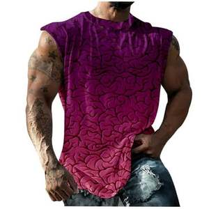 เสื้อกล้ามลายกล้ามเนื้อแขนกุดสำหรับผู้ชายเสื้อกล้ามฟิตเนสระบายอากาศได้ดีถักสีขาวขนาดใหญ่พิเศษ - Product Image 4