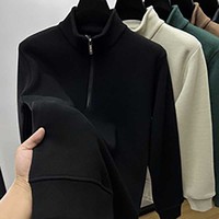Sweat-shirt à col rond pour homme en velours côtelé tricoté, respirant, chaud pour l'automne, avec fermeture éclair, broderie personnalisée du logo OEM
