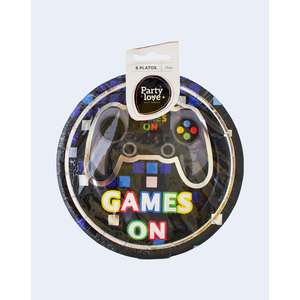Platos Desechables Party Love de 17 cm con Diseño de Juegos, Paquete de 8 - Product Image 1