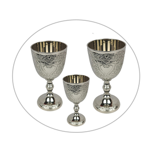 Elegant Silver Embossed Goblet | Luxury Drinking Chalice <b>Cup</b> <b>for</b> Home Kitchen Dining Bar Decor Gift Handmade Artistic Craftsmans - Product Image 1