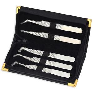 ชุดแหนบต่อขนตาปลอมแบบโค้งและตรง พร้อมกล่องหนัง PU อุปกรณ์เสริมความงาม ขายส่ง - Product Image 1