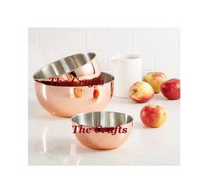Premium Quality Round Shape Serving <b>Dessert</b> <b>Bowl</b> In Copper Food Serving <b>Bowl</b> With Handles For Wedding Use - Product Image 2