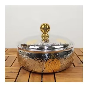 Eid Célébration Serveur Pot Deluxe Qualité Casserole Dorée Avec Couvercle Table Ronde Décor Plats De Service Alimentaire À Bon Prix - Product Image 4