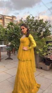 Ropa especial de Sara Ali Khan, la mejor calidad, alta demanda, Georgette Kurtis tradicional india con Palazzo, venta al por mayor - Product Image 2