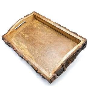 Plateau rectangulaire en bois de manguier, plateau de service imbriqué fait à la main et fabriqué à la main-Taille (37x25x6 cm) Fabriqué par Saharanpur Artisans - Product Image 2