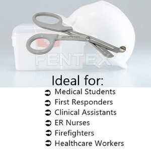 12/Pack Ciseaux de traumatologie à poignée grise 7.25 "Ciseaux en acier inoxydable pour les ambulanciers paramédicaux, EMT, infirmières, pompiers et autres utilisations - Product Image 4