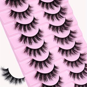 Juego de 10 Pares de Pestañas Postizas 3D Voluminosas Semimanuales Diseñadas para un Look Dramático con Pestañas Gruesas y Desordenadas - Product Image 2