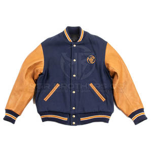 Veste universitaire pour homme avec manches en cuir, veste de baseball tendance à coupe ajustée pour les clubs sportifs et la mode de rue - Product Image 1