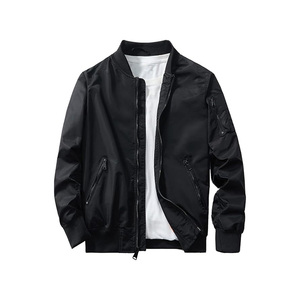 Dernière veste de haute qualité en coton mélangé avec broderie sur le devant blouson aviateur en satin pour hommes - Product Image 3