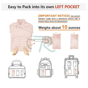 Razorts International Women's Quilted <b>Jacket</b> Full Zip Autumn Lightweight <b>Packable</b> With Kangaroo Pocket Solid Color - Product Image 2
