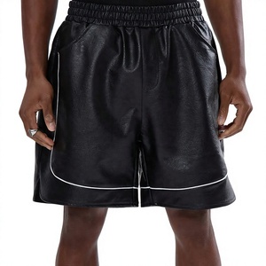 Black Color Good Quality OEM ODM Service Comfortable Casual Wear Made In Pakistan Elasticated Waistband Leather Shorts - Product Image 1