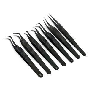 Venta al por mayor de pinzas de aislamiento de pestañas puntiagudas ventiladores de volumen pinzas de pestañas ergonómicas agarre de diamante pinzas de pestañas de volumen enganchado - Product Image 1