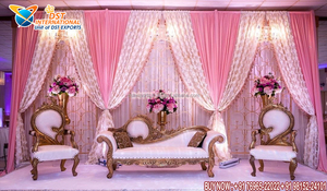 Ensemble de canapé de Couple pour événement de mariage classique, magnifique canapé de scène de mariage, ensemble de canapé de mariage à dos haut pour mariée et marié - Product Image 4