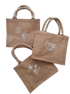 Sacs fourre-tout en jute écologique avec logo personnalisé-Sacs à provisions réutilisables laminés avec poignées en bambou-Sac cadeau durable - Product Image 2