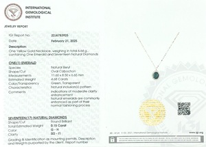 4.68 Cabochon ovale naturel zambien émeraude déclaration collier 14k or jaune diamant Halo collier de mariée mai pierre de naissance charme - Product Image 2