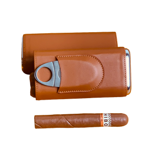 Cajas de cigarros con logotipo personalizado con cortador Estuche portátil de cigarros de cuero con 3 dedos - Product Image 1