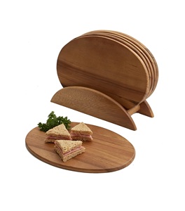 6 tablas de madera de acacia con soporte, perfectas para servir sushi, queso, d'oeuvre hors, charcutería, sándwiches, juego de 7 piezas - Product Image 1