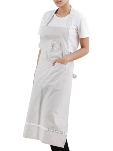 Tablier en coton sans manches de qualité supérieure avec poche avant et bretelles réglables gris et blanc pour la cuisine, l'hôtel et la maison - Product Image 2