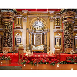 Decoración de escenario de Evento de preboda musulmana, escenario de recepción de tema elegante para bodas indias, escenario de compromiso de estilo único - Product Image 4