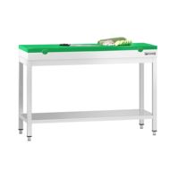 Table de travail commerciale en acier inoxydable PREMIUM - 1200x600mm - avec étagère inférieure - avec planche à découper verte