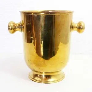 सोना चढ़ाना धातु शराब कूलर के साथ अद्वितीय डिजाइन शैंपेन बर्फ बाल्टी के लिए संभाल tableware बियर चिलर के लिए बार सामान