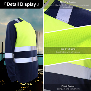 Camiseta de Seguridad Reflectante de Alta Visibilidad para Hombre, Manga Larga, 100% Poliéster, Secado Rápido, Certificación ANSI Clase 1 y CE, Venta al Por Mayor Personalizada - Product Image 6