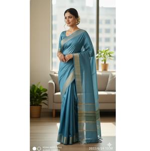 Sari en soie Tussar multicolore élégant pour femmes, avec une riche artistry et un style de tissage traditionnel haut de gamme d'Inde - Product Image 6