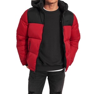 Chaqueta de invierno OEM personalizada de alta calidad para hombre, gruesa burbuja acolchada con cuello levantado, cierre de cremallera y diseño de bloque de color - Product Image 1