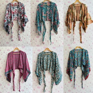 Top cravate en soie Vente en gros Lot de haut à manches cloche à 3 voies Boho Cravate en soie Top Style des années 70 Vêtements de cravate en soie indienne Vêtements pour femmes - Product Image 5