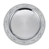 Assiette de présentation ronde en laiton de qualité alimentaire, finition miroir, écologique et moderne, avec logo personnalisable, marque DCP, pour mariages et restaurants