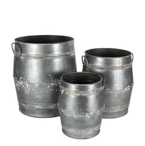 ชุดที่ปลูกต้นไม้ชุบสังกะสีแนววินเทจ3ชิ้นทำจากโลหะสีเงินสำหรับตกแต่งสวนดีไซน์ที่เป็นเอกลักษณ์ - Product Image 1