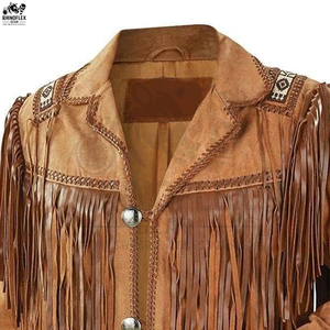 Veste d'hiver décontractée pour hommes avec design personnalisé en cuir véritable respirant veste à franges grande taille pour homme veste à franges de décoration - Product Image 6
