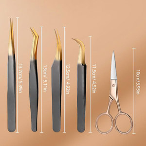 Pince à épiler en acier inoxydable hyperbolique de haute qualité outils de beauté avec embouts incurvés et inclinés pour cils artificiels - Product Image 3