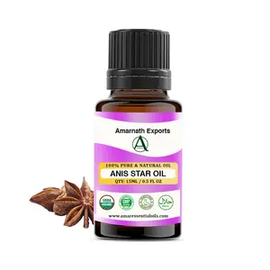 100% natural plant distillation extracted from Organic star anise essential oil Star Anise Oil Pimpinella Anisum
