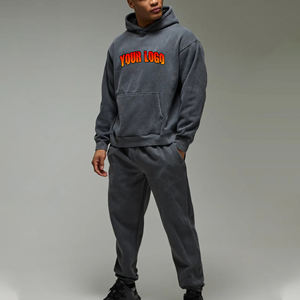 High Quality Custom DTG Printed logo Flared Sweatpants Hoodie Set High Quality loose Fit Streetwear Hip hop Jogger Set For Men - Product Image 4