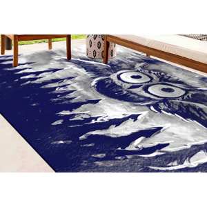 Alfombra con Diseño de Búho Azul Marino: Decoración Antideslizante para el Hogar, Alfombra Impresa, Alfombra de Chenilla - Product Image 2