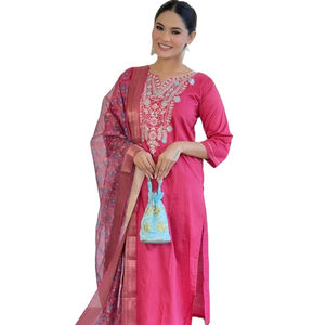 Pure Elegant Beautiful <b>Women</b> High Quality Viscose Modal <b>Kurti</b> & Bottom Dupatta Set Custom Service Available - Product Image 1