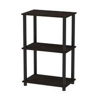 Étagère de rangement ouverte multifonctionnelle moderne 3 niveaux en bois, table de chevet compacte, console organisatrice Wengé Espresso foncé