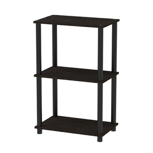 Étagère de rangement ouverte multifonctionnelle moderne 3 niveaux en bois, table de chevet compacte, console organisatrice Wengé Espresso foncé - Product Image 3