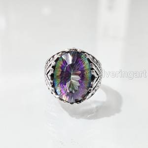 Nuevo Anillo Exclusivo para Hombre con Topacio Místico Natural, Piedra de Nacimiento de Noviembre, Joyería Árabe Navideña, Anillo de Plata de Ley 925 - Product Image 4