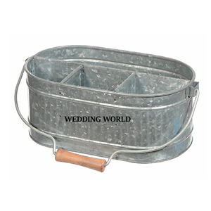 Four Compartment Galvanized <b>Utensil</b> <b>Holder</b> Customized Finished Flatware Caddy <b>Kitchen</b> Ware Countertop <b>Utensil</b> <b>Holder</b> - Product Image 1