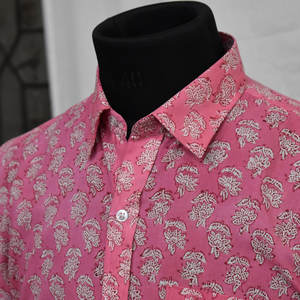 Camisa de Hombre de Diseño Indio, Estampada a Mano, 100% Algodón Cambray, Transpirable, Ecológica, con Estampado de Rayas, para la Temporada de Primavera - Product Image 3