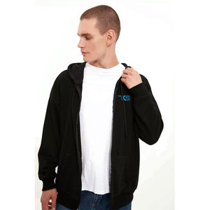 Sudaderas con capucha con cremallera de gran tamaño para hombre de lana gruesa con dobladillos elásticos y diseño de cuello alto Sudadera con capucha con cremallera de gran tamaño para hombre - Product Image 2