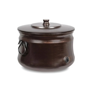 Bol de tuyau en métal peint de couleur noire avec couvercle forme ronde pour la maison jardin arrosage plantes utilisation bol de tuyau d'arrosage en métal décoratif - Product Image 1