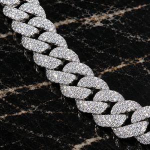 Prix d'usine Chaîne cubaine Moissanite CVD sertie de pierres, certifiée GRA, 12 mm, en argent sterling 925, bijoux hip-hop pour hommes, coffret cadeau, ensemble de joaillerie fine - Product Image 2